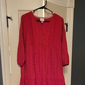 Red dress with long sleeves